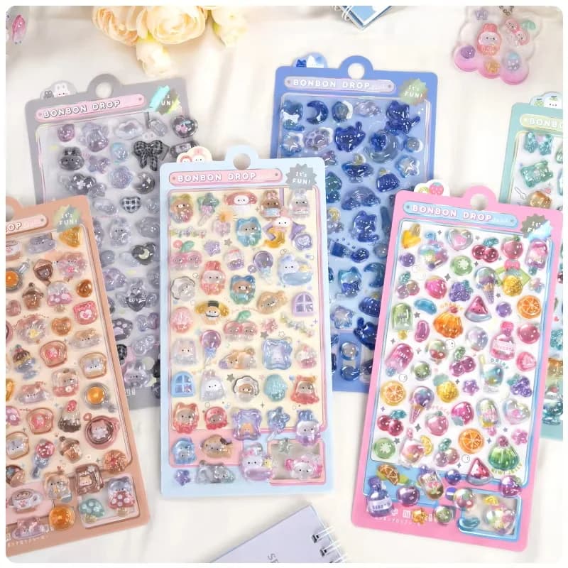 Adesivi 3D Divertenti a Forma di Gelato e Frutta per Scrapbooking, Decorazione Diario, Cancelleria Kawaii