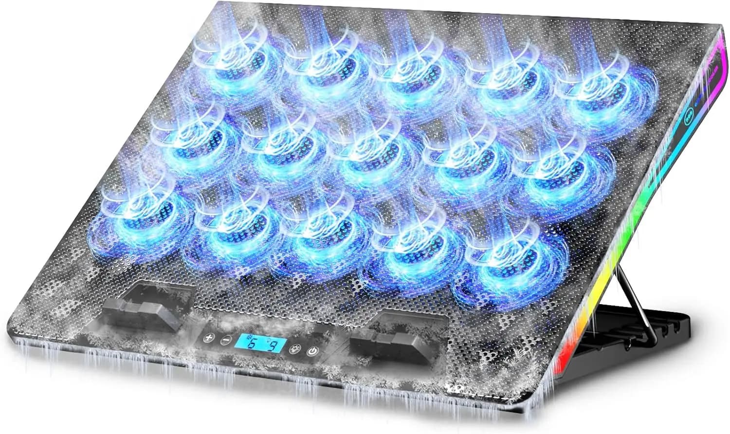 Base di Raffreddamento per Laptop da Gaming con 15 Ventole, Supporto RGB per Laptop da 15-18 Pollici, Luci LED Blu