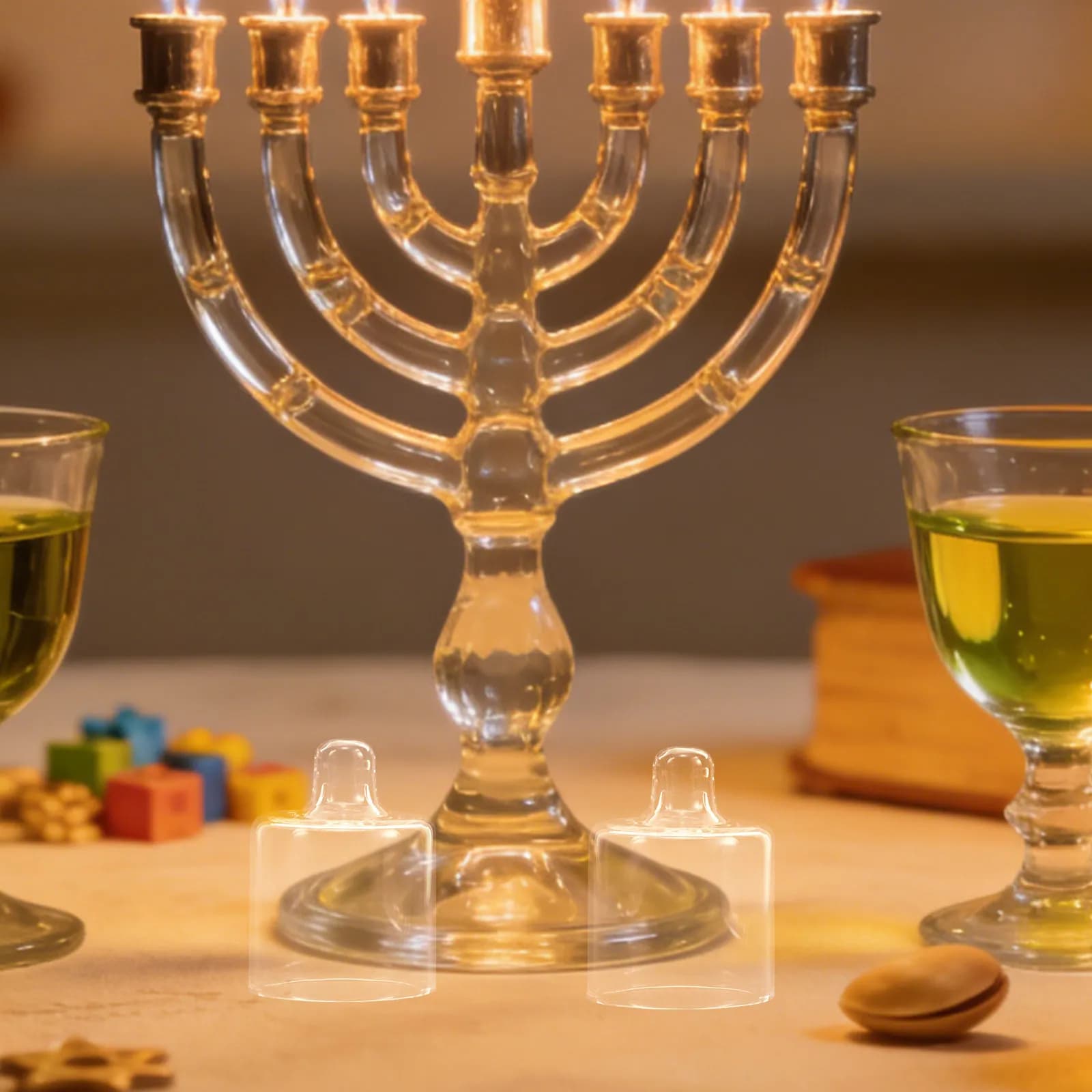 24 Pezzi Portacandele Tealight in Vetro Trasparente, Decorazione da Tavolo per Hanukkah, Porta Olio Ricaricabile per Ristoranti