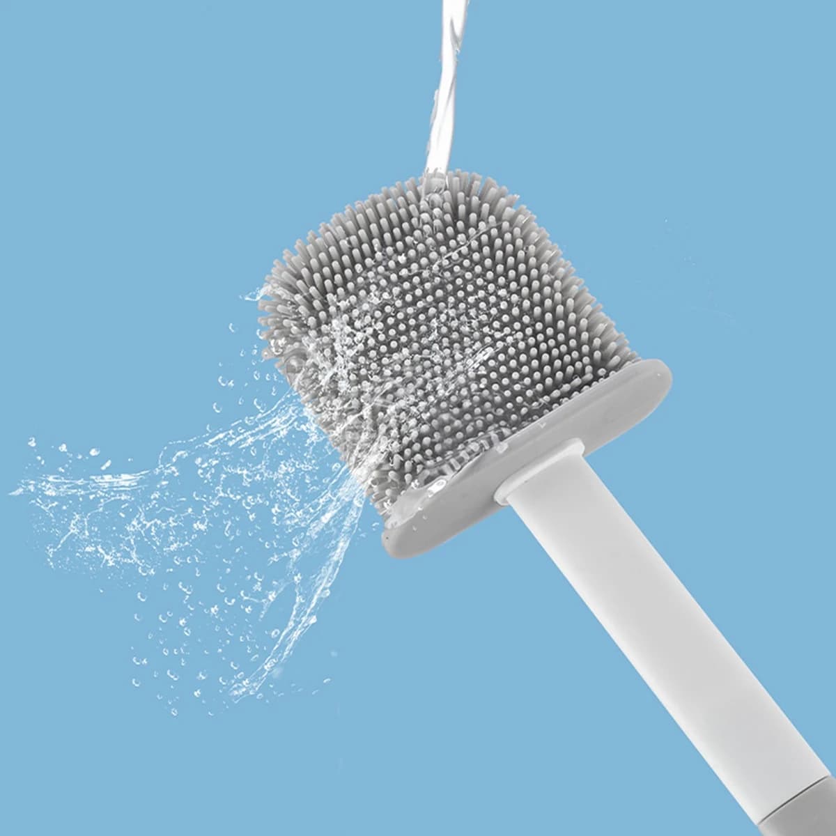 Scopino per WC 2 in 1 con manico lungo e base trasparente Design anti-scarico per una facile pulizia Accessori per la casa