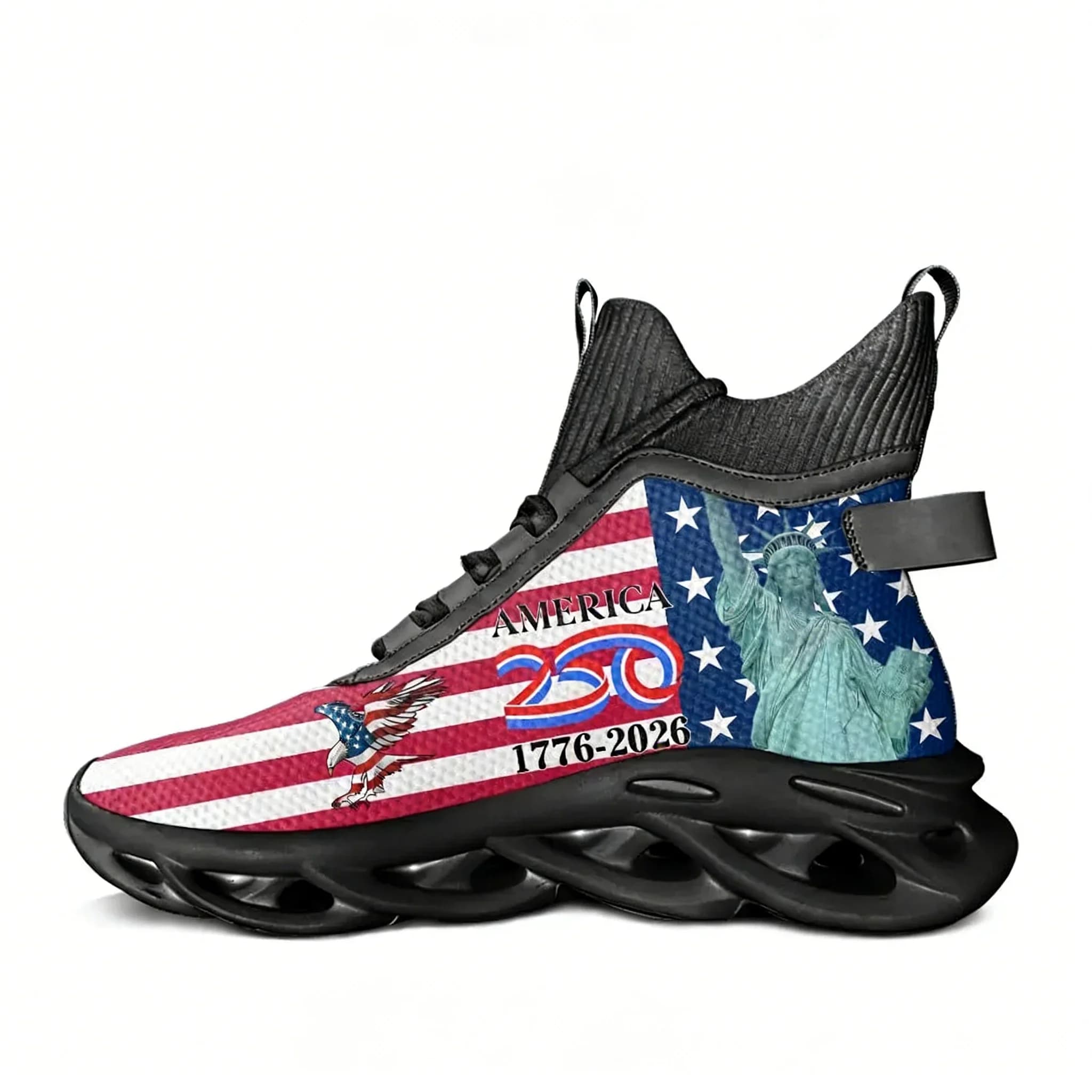 America 250th Anniversary 1776-2026 High Top Running Shoes Mens Womens Casual Sneaker Footwear Custom Elastic Sole Shoe Black