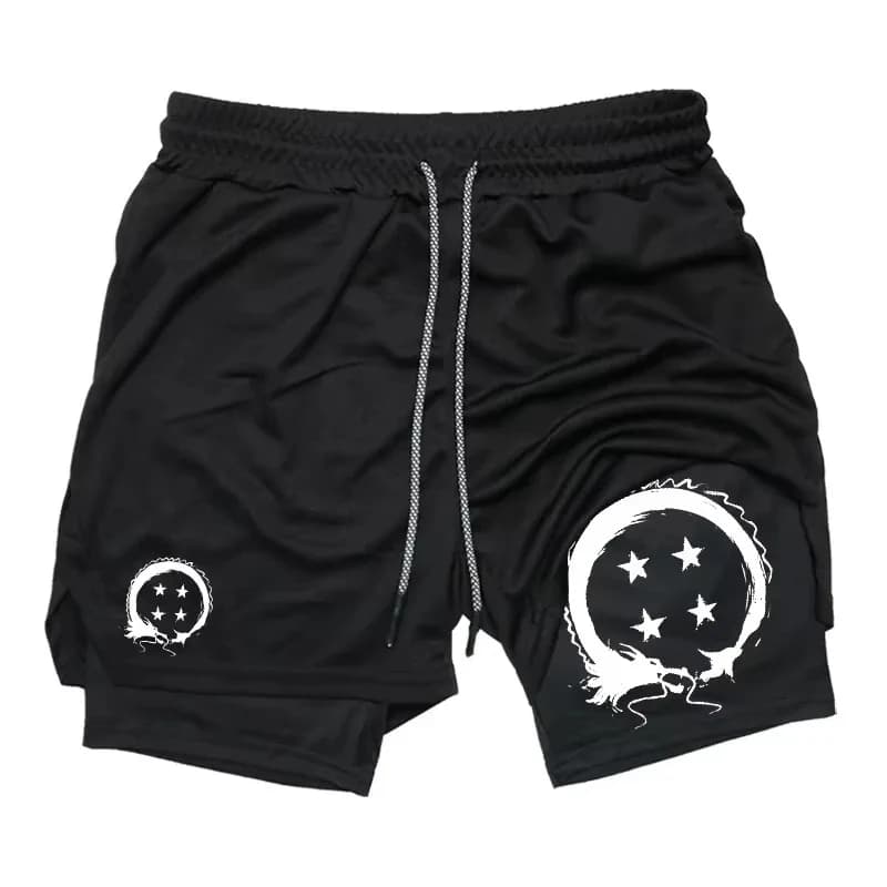 Pantaloncini 2-in-1 da Uomo Stile Atletico Tessuto ad Asciugatura Rapida con Passante per Asciugamano e Tasca per Telefono Doppio Strato Adatti per Palestra Corsa Allenamento