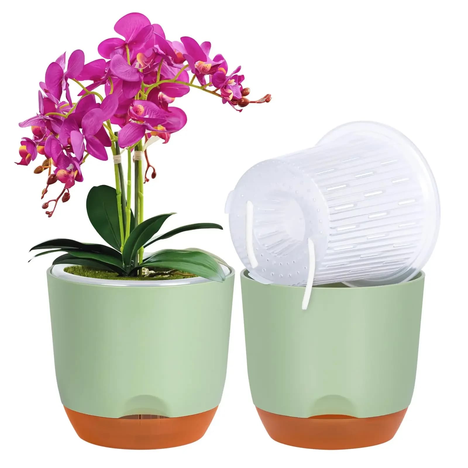 yes5.5/7inch Orchid Pots with Holes for Repotting Flower Pot Plastic Orchid Pot Inner Clear Orchid Planter Self Watering Plant P