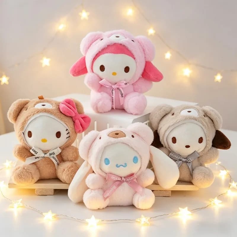 Portachiavi in peluche, bambola giocattolo Kawaii Hello Kitty Melody Cinnamoroll, ciondolo decorativo per zaino, regalo di compleanno per ragazza