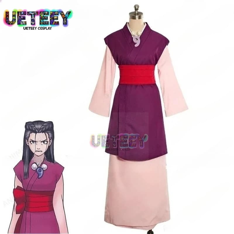 UETEEY Anime Phoenix Wright Ace Lawyer Cosplay Costume Outfit Halloween with Necklace