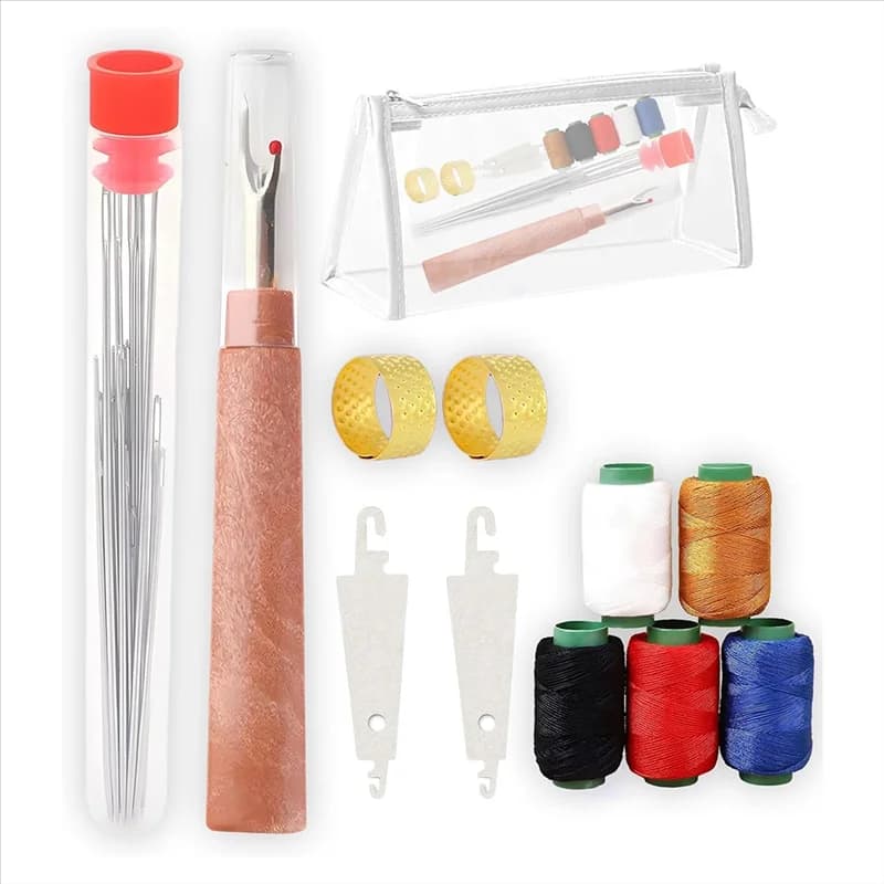 Kit di strumenti per cucire 37 pezzi, include 25 aghi da ricamo in acciaio e 5 fili, set di strumenti di riparazione manuale