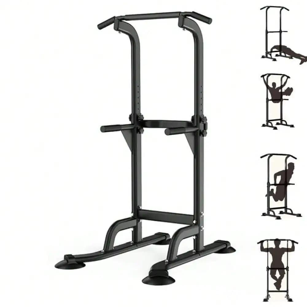 Gaderth Power Tower Dip Station With Adjustable Pull Up Bar, Free Standing Heavy Duty Strength Training Equipment For Home Gym, Multi-Function Chin Up Workout Station, 300 Lbs Capacity