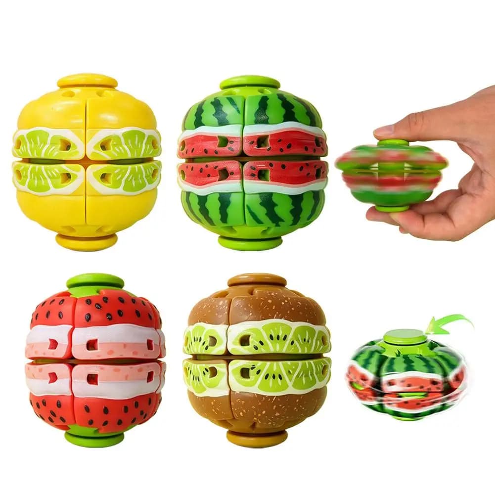 Fruit Top Ball Fidget Spinner Toy Fruit Shaped 3D Printed Fidget Spinner Toy Press and Rotate Toy Stress Relief Ball