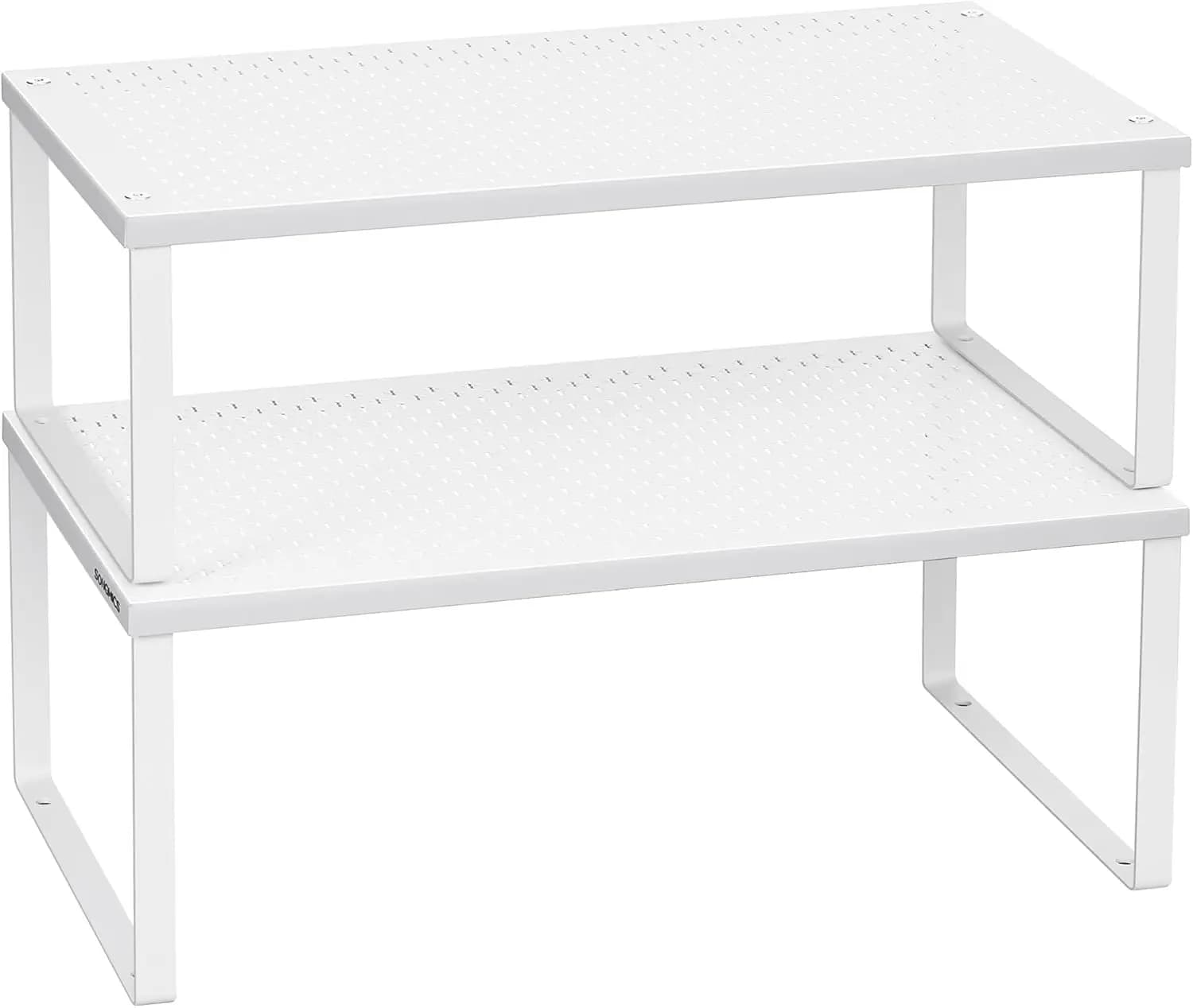 Set di 2 Portaspezie in Metallo, Organizzatori Espandibili per Armadietti da Cucina, Bianco