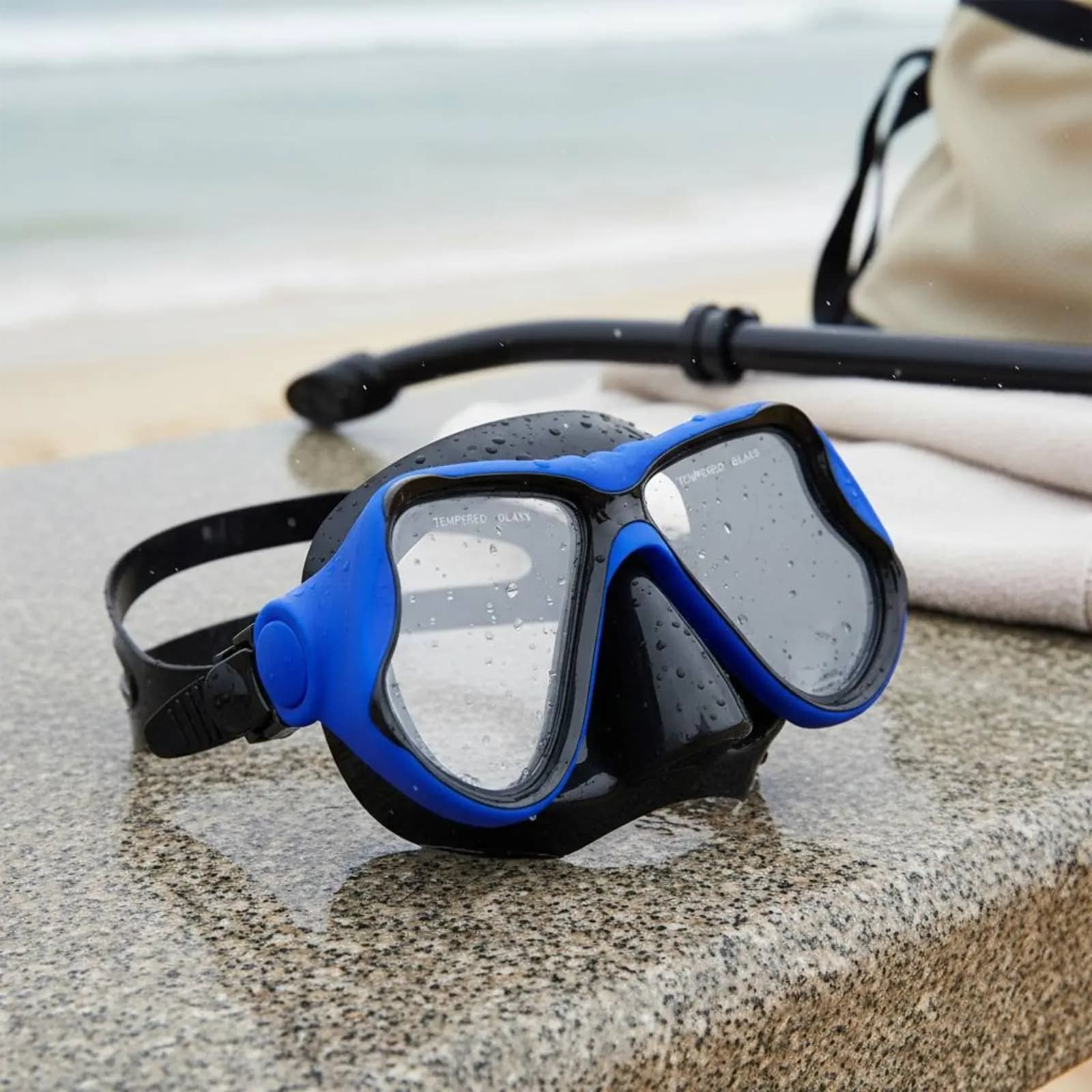 Maschera Subacquea in Vetro Temperato con Finitura Opaca, Maschera Snorkeling in Silicone, Attrezzatura per Sport Acquatici Antiappannamento e Antinfiltrazione per Immersioni e Snorkeling