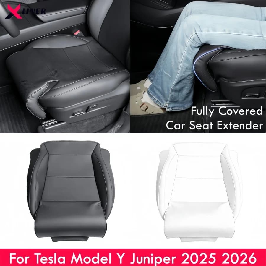 Per Tesla Model Y Juniper (2025-2026) – Poggiagambe in Pelle PU Completamente Rivestito, Estensore Sedile Auto, Cuscino Poggiagambe Juniper