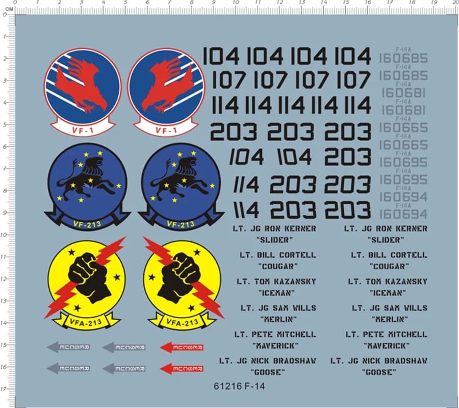 Decalcomanie del kit modello Tomcat Fighter US F-14 VF-1 VFA-213 in scala 1/32 # 61216
