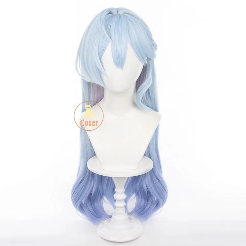 Honkai Star Rail Robin Cosplay Wig 80CM Long Blue Hair Purple Wings Headwear Singer Halloween Party for Women Girls Props iCoser