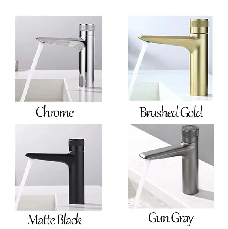 Rubinetto Miscelatore Nero per Bagno, Design Moderno, Cromato, con Generazione d'Acqua High-Tech e Display Digitale a LED per Lavabo