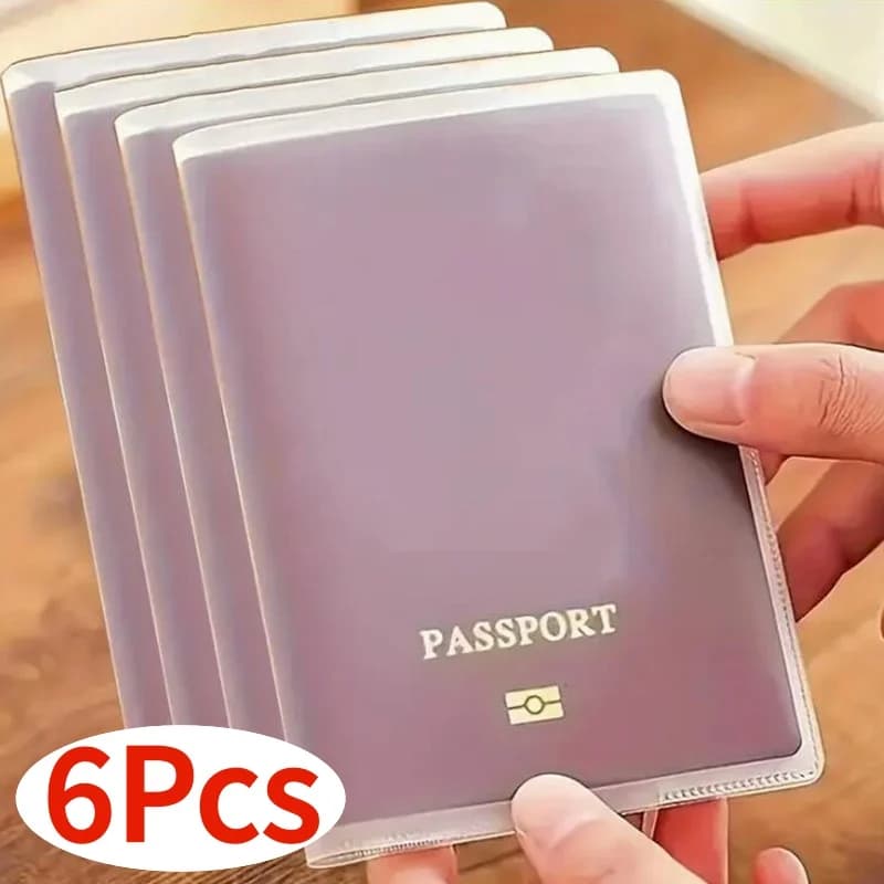 Custodia protettiva per passaporto da 6 pezzi trasparente satinata, custodia per documenti impermeabile in materiale PVC