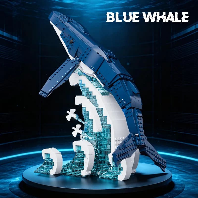 66197 Modello di Balena Blu dell'Oceano in Miniatura, Blocchi da Costruzione Creativi, Giocattolo Educativo