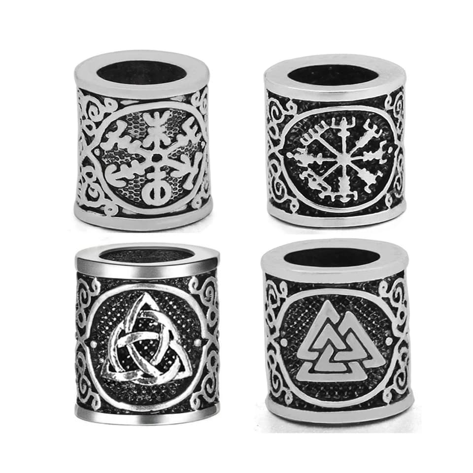 5 pezzi Perline vichinghe Treccia di capelli Barba Dreadlock Perline Foro da 8 mm Bracciale per gioielli Creazione di perline di metallo Accessori fai da te