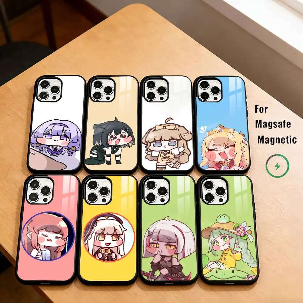 Custodia per telefono T-Trickcal Chibi Go Game per iPhone 17, 16, 15, 14, 13, 12, 11 Plus, Pro magnetica con ricarica wireless MagSafe