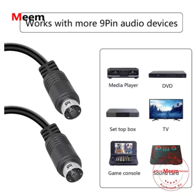 Cavo di Prolunga Mini DIN a 9 Pin, Adattatore da Maschio a Maschio per Attrezzature Audio e Videogiochi, 1m/2m/3m 95AF