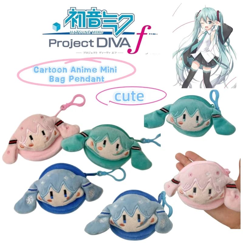 Hatsune Miku cartoon Anime Cute Coin Purse Bag Pendant cartoon Earphone Bag Plush Student Storage mini Bag Keychain Pendant