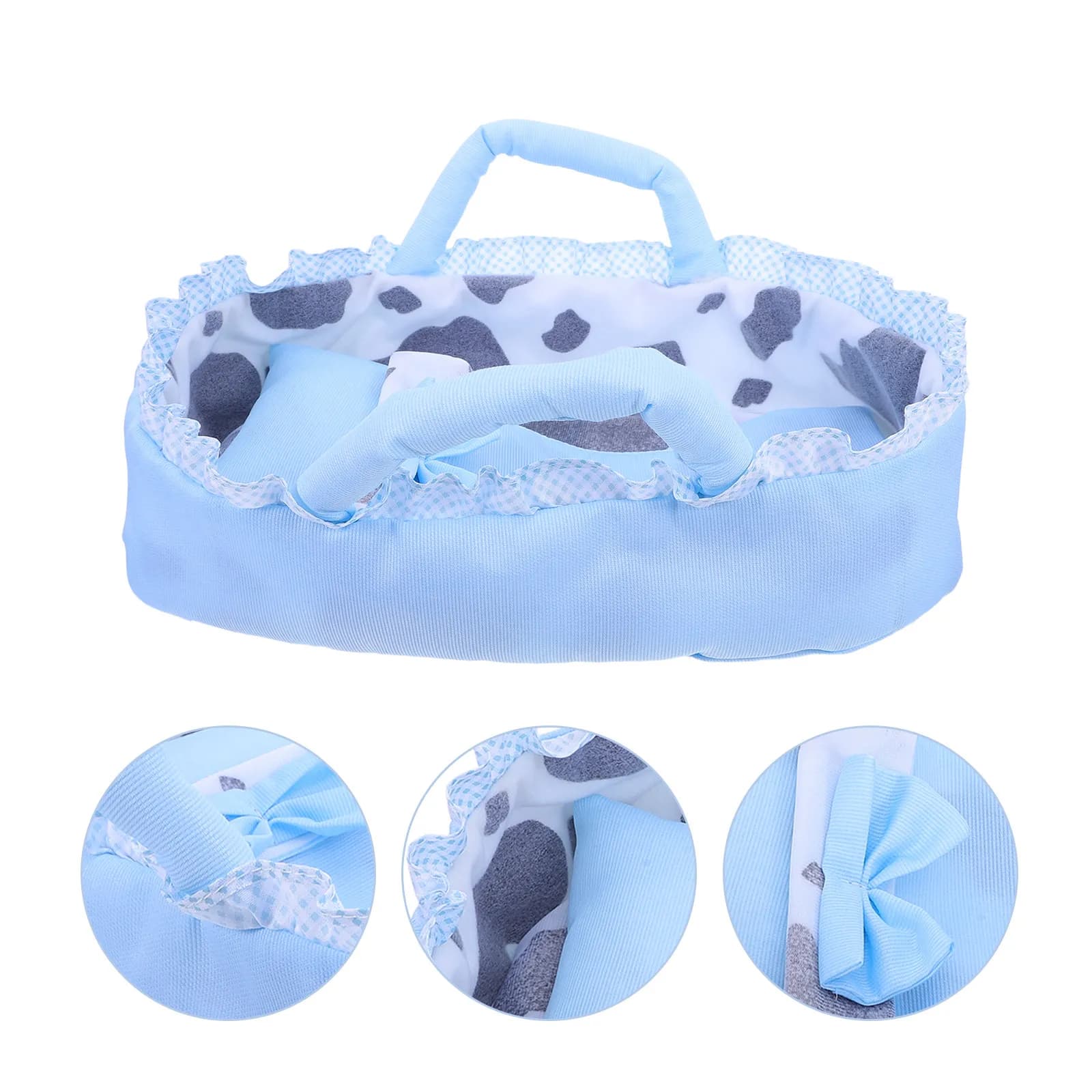 Culla Portatile Rosa per Bambole da 35 cm, Mini Lettino con Cuscino e Coperta, Accessorio per Casa delle Bambole