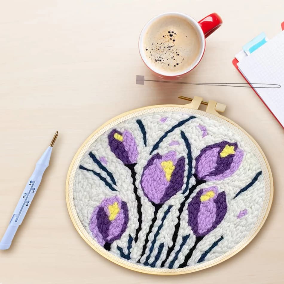 Diy Needle Punch Kit Home Decor Beginner Embroidery Kit Floral Punch Needle Kit For Beginners Handicraft Art Adult Hobbies