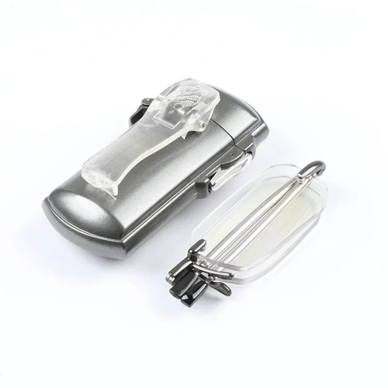 Mini occhiali da lettura pieghevoli portatili senza cornice da uomo Aste regolabili Occhiali con custodia Clip da cintura Occhiali da presbite da donna