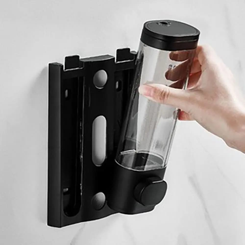 Nuovo Dispenser Manuale di Sapone in Plastica ABS Bianco e Nero, Dispenser da Parete per Shampoo e Gel, Contenitore per Sapone Liquido da Bagno