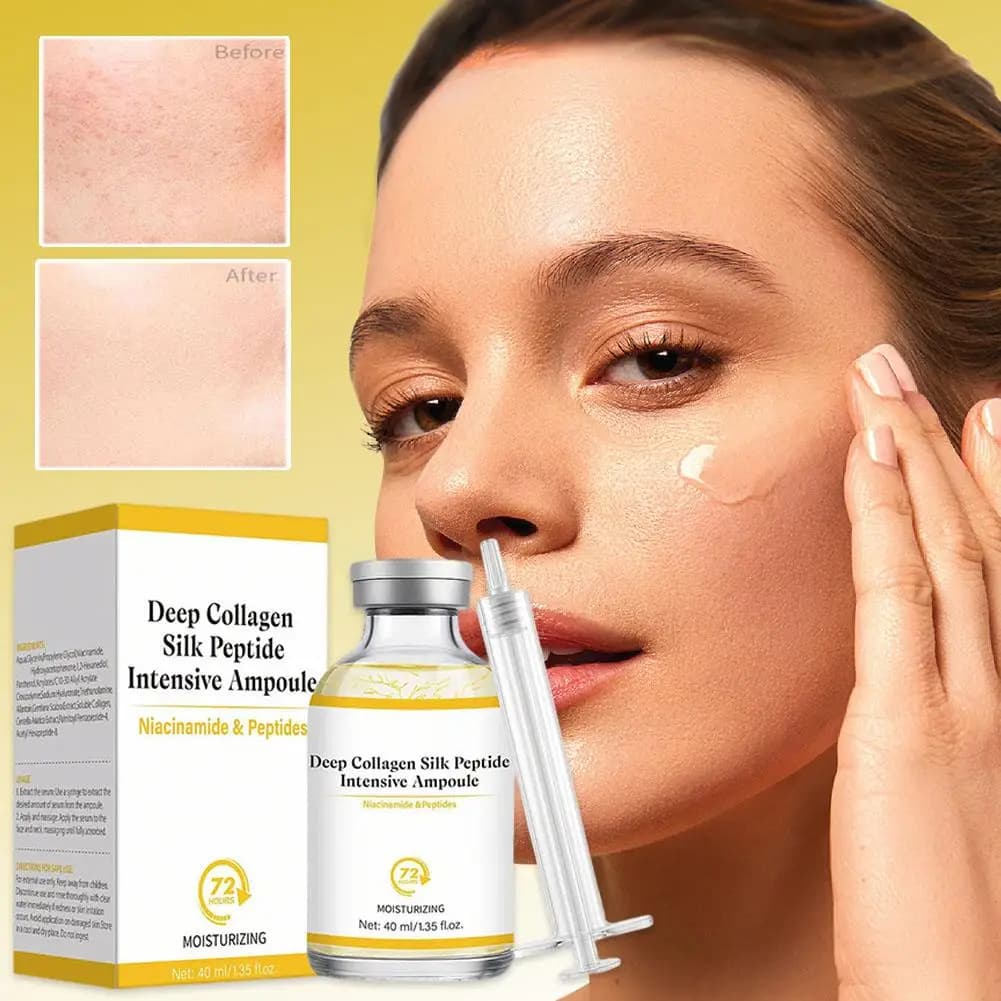 Collagen Intensive Ampoules and Silk Peptides for Deep Lifting, Hydrating, Sawing, Reduces Subtle Rugs, Siero Viso 40ML