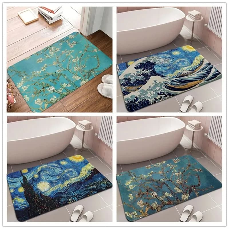 Van Gogh pittura a olio arte zerbino lavabile Indoor Outdoor decorazione della casa tappeto antiscivolo camera da letto Mat cucina balcone pavimento tappeto