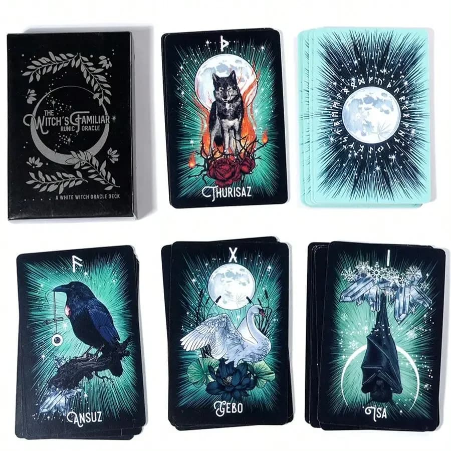 Oracolo runico familiare di Witch 24 carte Gioco di carte da gioco per predizione di fortuna