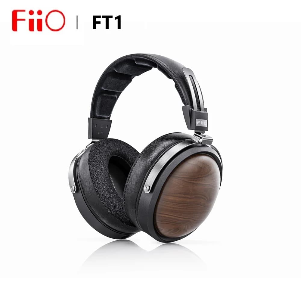 FiiO FT1 Cuffie Hi-Fi cablate con diaframma composito in fibra nanowood over-ear chiusa, cuffie auricolari in legno nero americano per studio