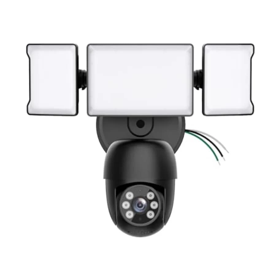 Outdoor floodlight camera with 5500LM motion sensor light, 2K HD wired security light, color night vision, two-way audio, 7/24