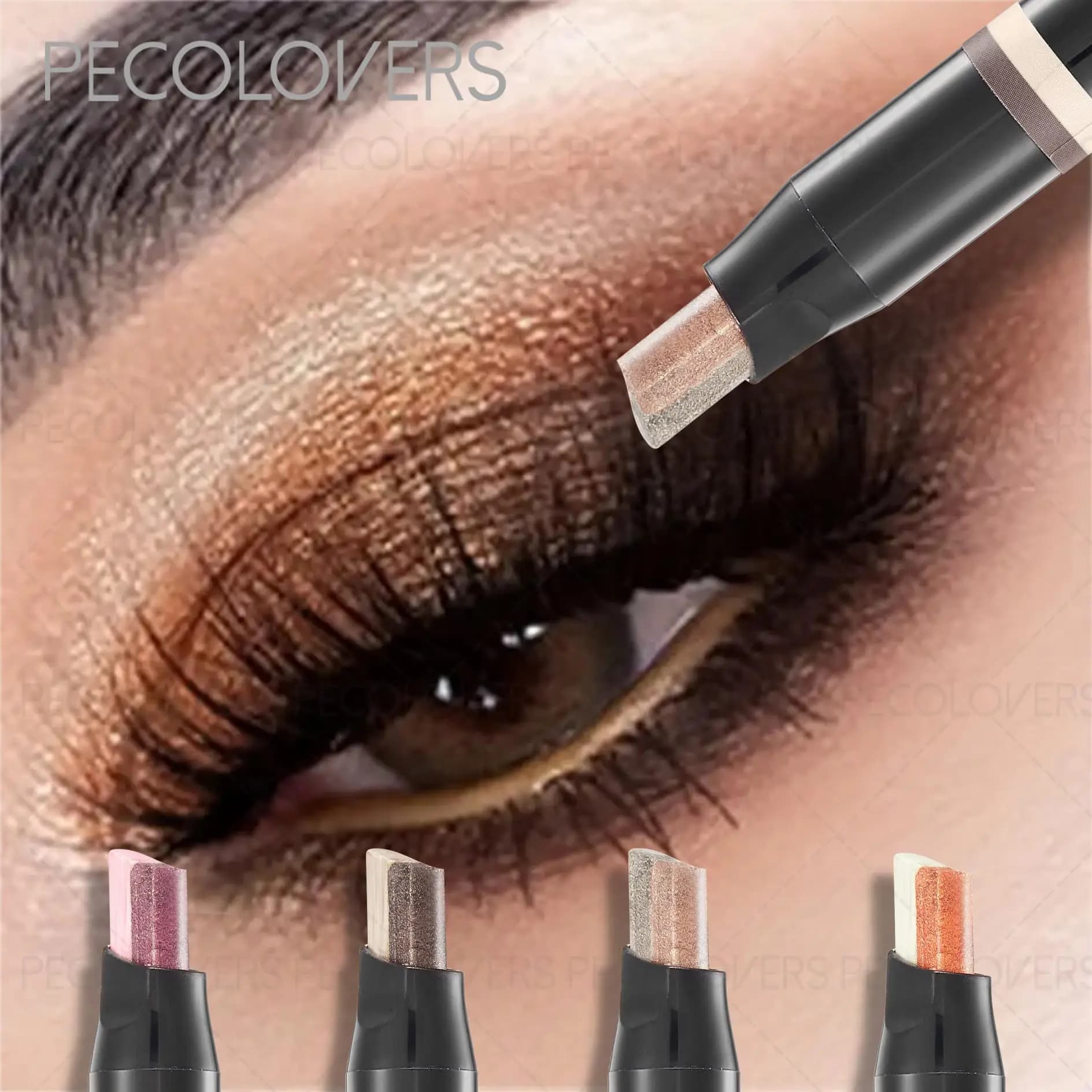 Two Colorful Shiny Stick Shade - Long lasting brown waterproof cream pencil, perfect for party eye makeup