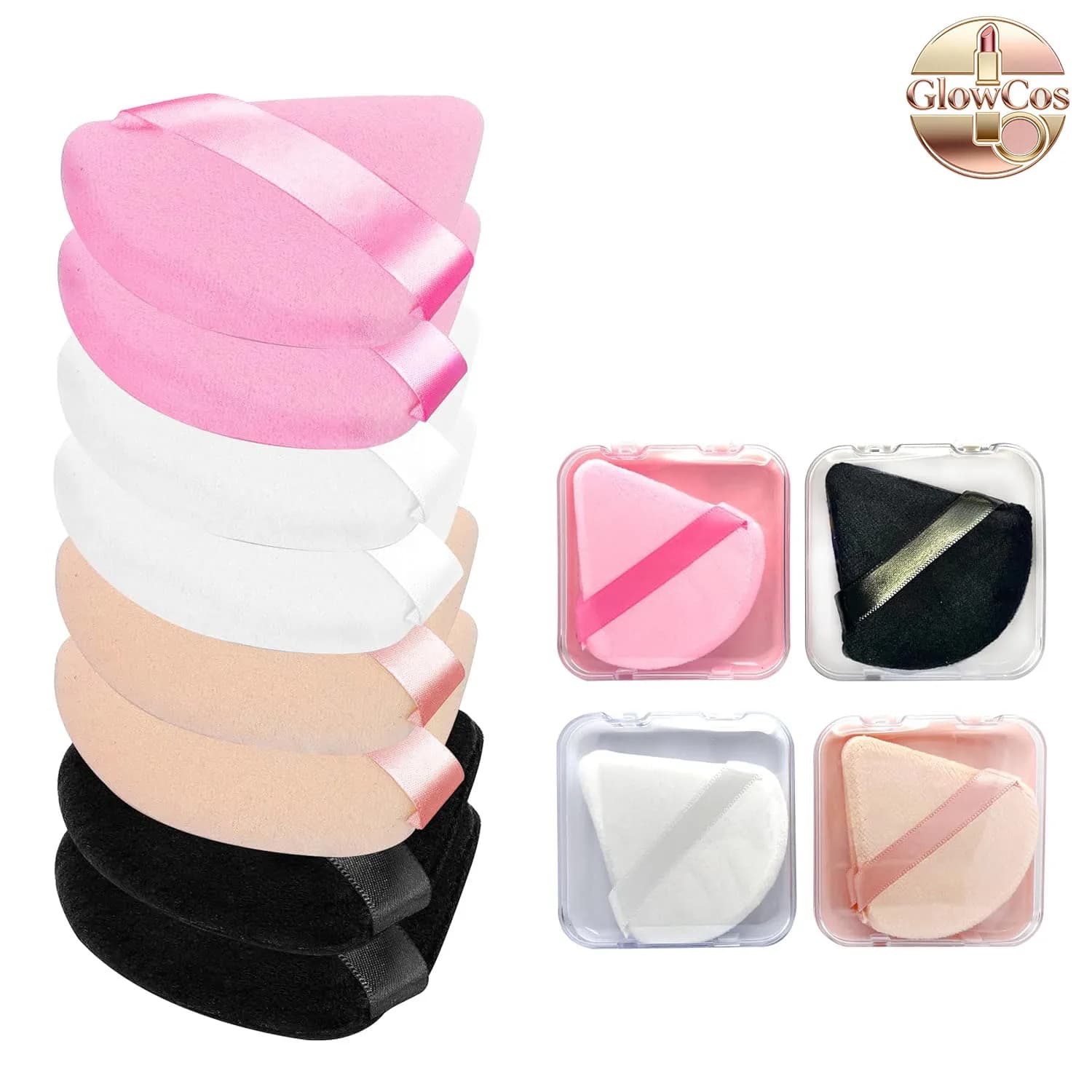 Triangular velvet sponge for makeup, powder applicator, blender for make-up, finger sponge for cosmetics