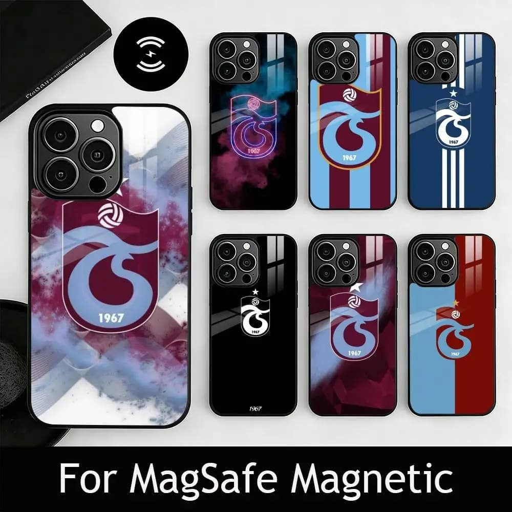 Custodia per telefono T-Trabzonspor per iPhone 17, 16, 15, 14, 13, 12, 11 Plus, Pro, magnetica per ricarica wireless MagSafe