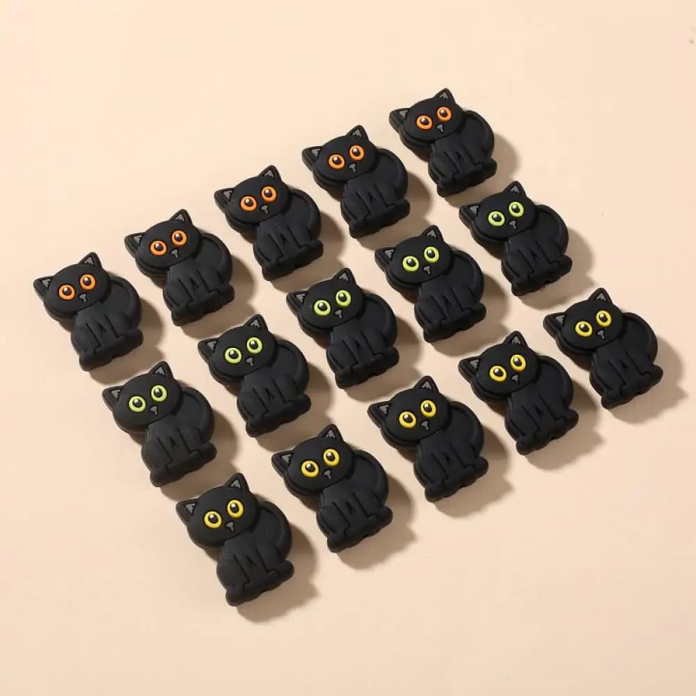 10 pz 20x28mm Cartoon Black Cat massaggiagengive perline Silicone per uso alimentare perline da masticare per la cura accessorio giocattolo catena ciuccio per bambini fai da te