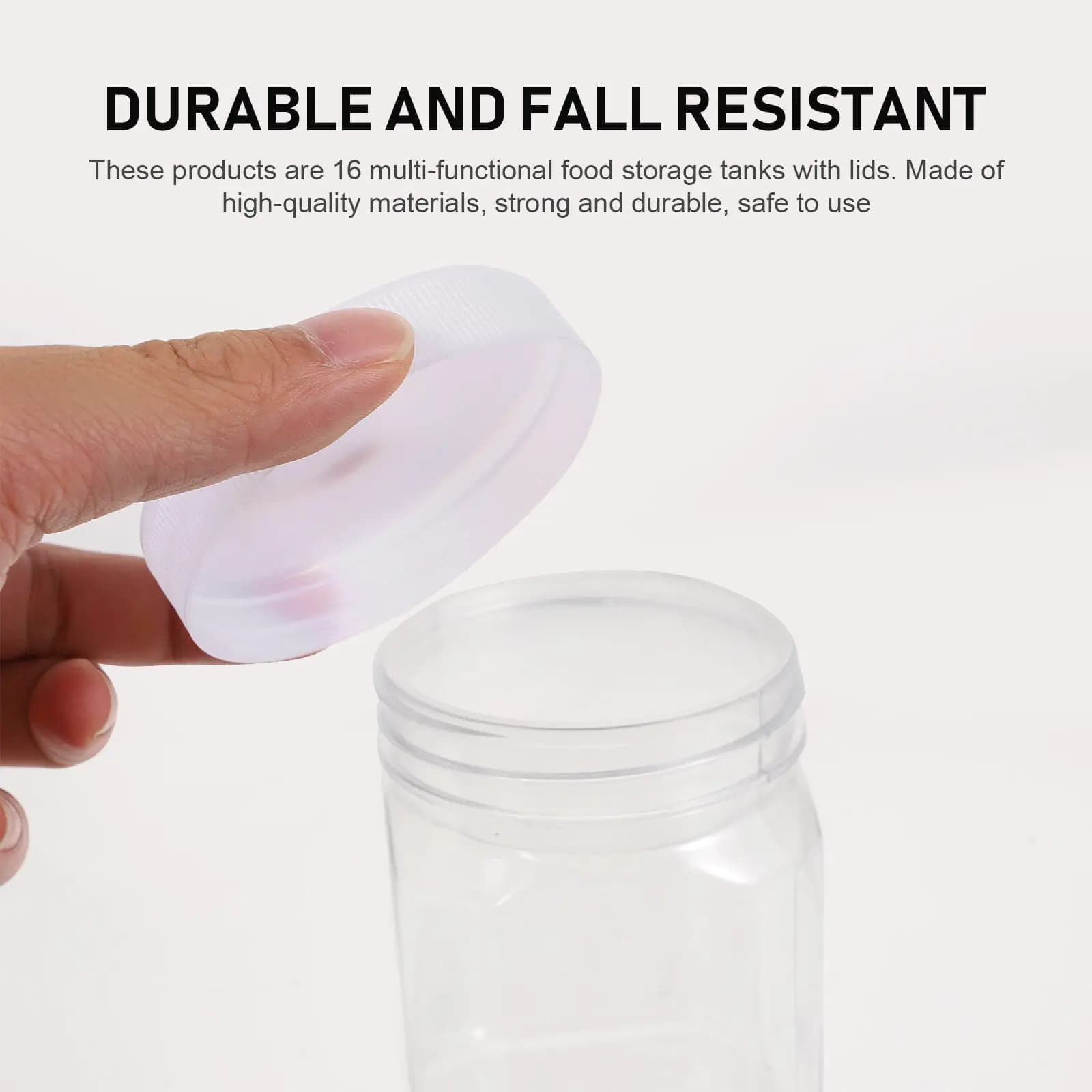 16Pcs 1000Ml Strong Plastic Storage Jars Transparent Food Containers for Honey Jam Edible Gathering
