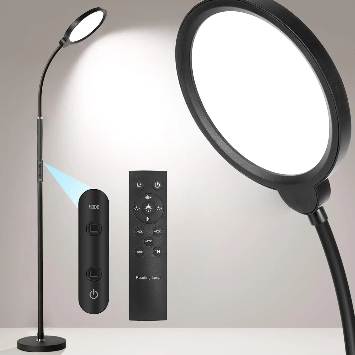 Lampada da Terra LED Dimmerabile con Telecomando, Temperatura Colore Regolabile per Soggiorno, Camera da Letto, Ufficio