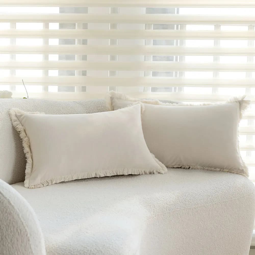 2 fodere per cuscini lombari con nappe, 30x50 cm, beige, decorative per divano, camera da letto, stile boho, morbide federe per cuscini