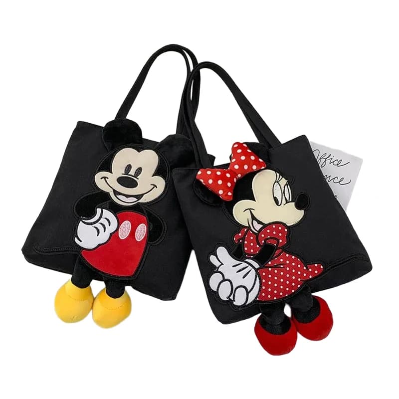 Disney Topolino e Minnie cartone animato simpatico peluche borsa di tela creativa Kawaii per uomini e donne coppie borsa shopping bag regalo