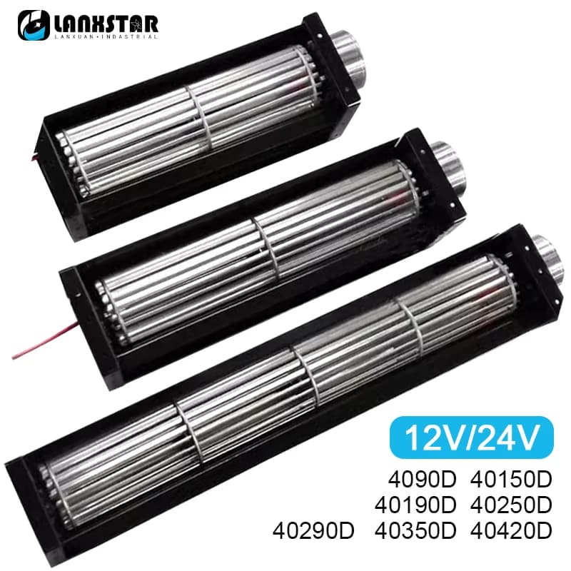 Ventola a flusso incrociato DC 12V 24V Ventola a tamburo Cuscinetto a sfere Grande volume d'aria Silenzioso Ventilatore a flusso incrociato Ventilatore a striscia lunga