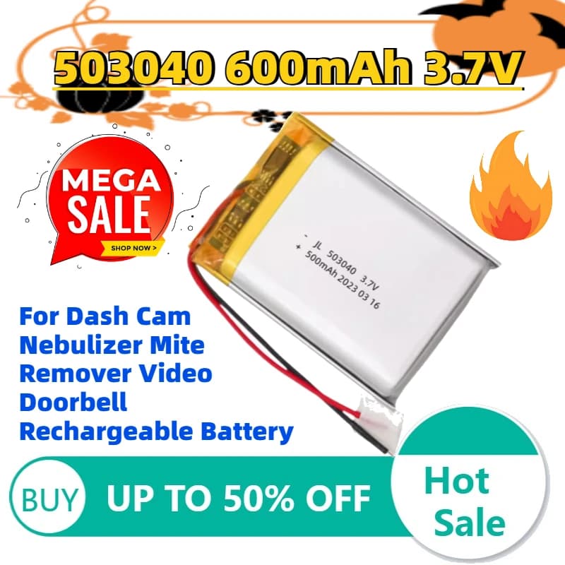 Batteria al Litio Polimero 503040 600mAh 3.7V per Dash Cam, Nebulizzatore, Dispositivo Anti-acaro, Videocitofono, Batteria Ricaricabile - Stock Limitato