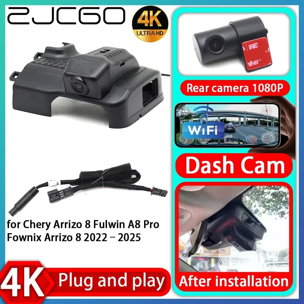 ZJCGO UHD 4K 2160P DVR Plug and Play Camera for Car, Video Recorder for Chery Arrizo 8 Fulwin A8 Pro Fownix Arrizo 8 2022–2025