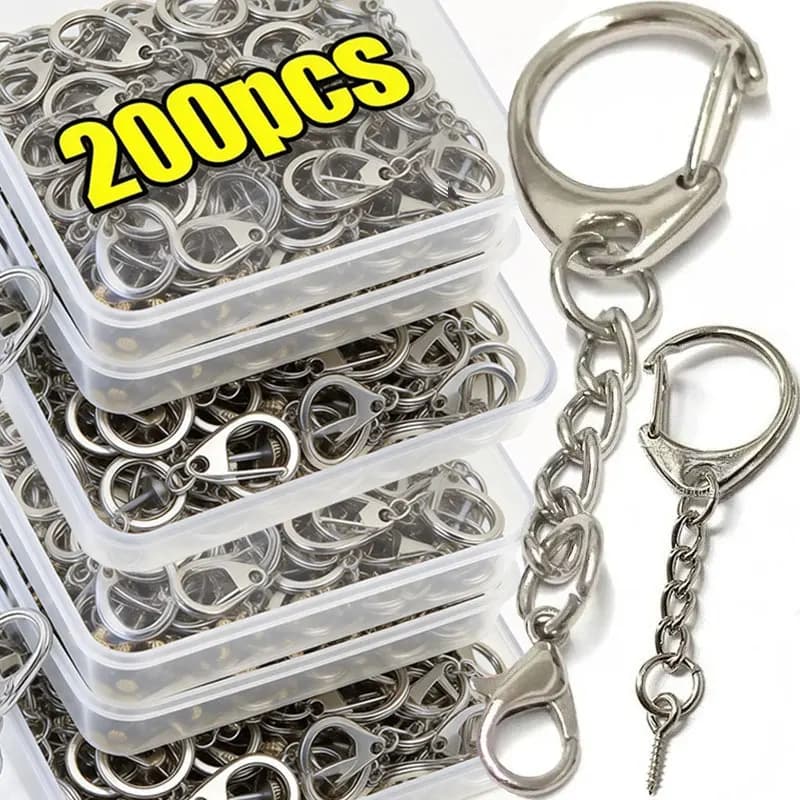 200pcs Stainless Steel Swivel Snap Hooks Key Chain Metal Lobster Clasp Keychain Fashion Jewelry Making Keyring DIY Accessories
