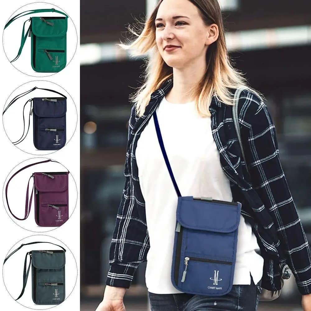 Borsa identificativa per passaporto RFID in nylon portatile Borsa per passaporto porta carte di credito ID multifunzionale impermeabile da donna