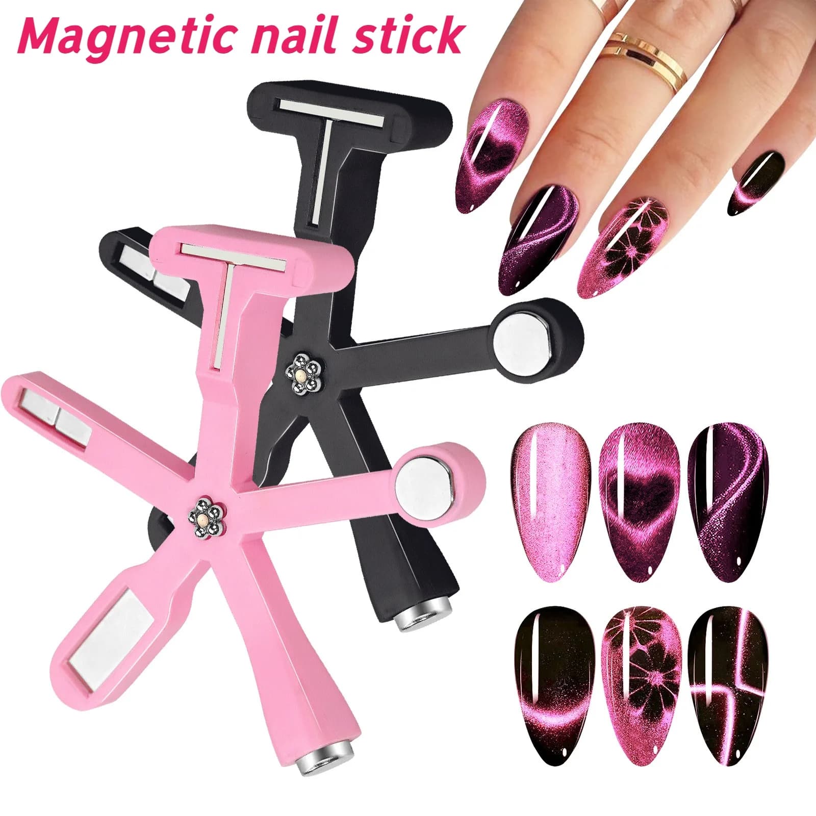 Cylindrical Magnet for Nail Sticks Cat Eye for UV Gel Nail Polish for Cat Eye Tools for Glittered Effects with Snow Light Manicure Design Tool