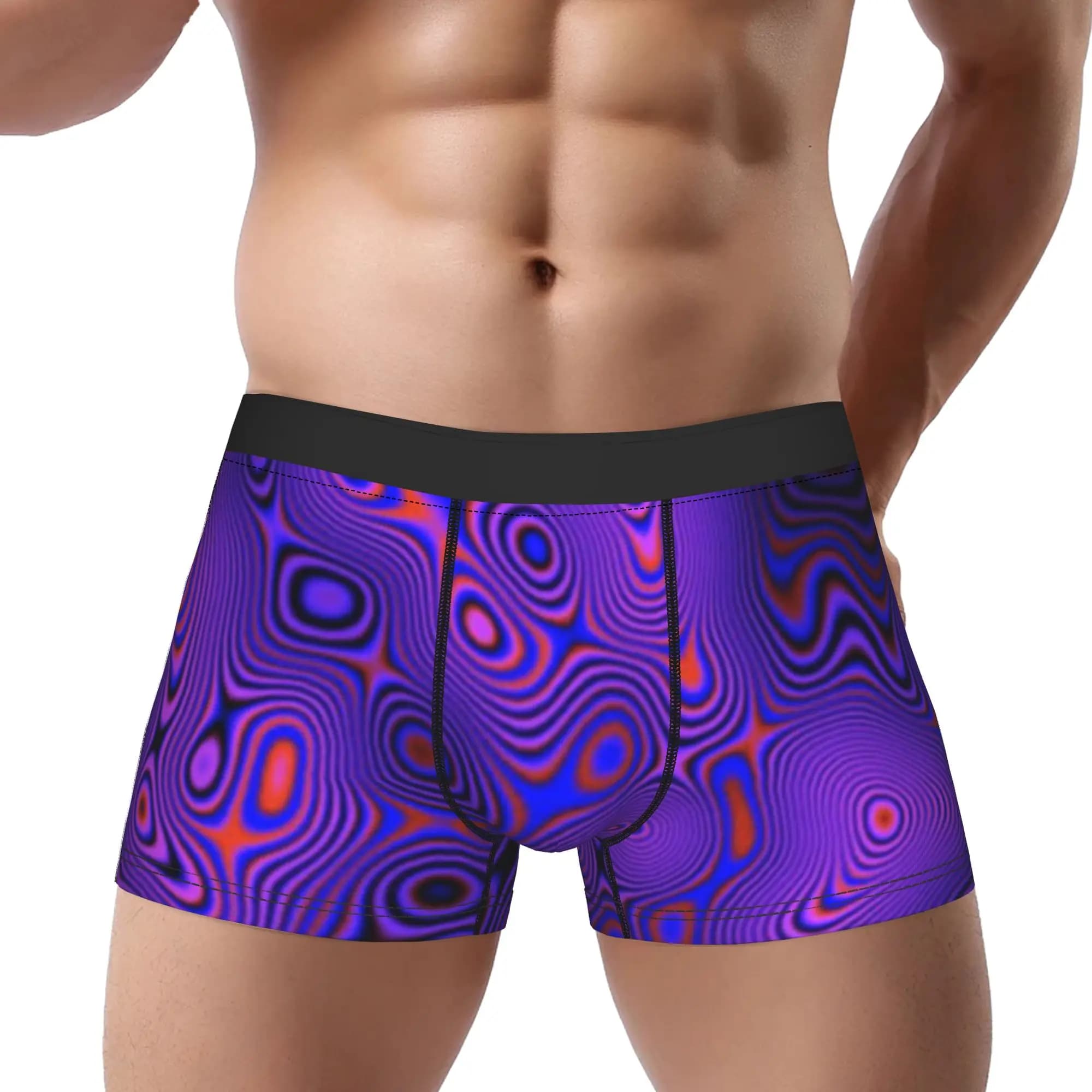 Fantasy (21) Psychedelic Swirl Underpants Breathbale Panties Men's Underwear Print Shorts Boxer Briefs