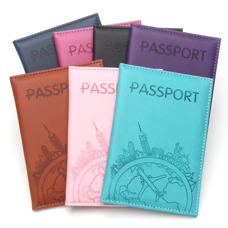 Porta passaporto stampato per volo globale Copertine per passaporto in pelle Custodia leggera per passaporto per aereo Porta documenti Porta biglietti per aereo