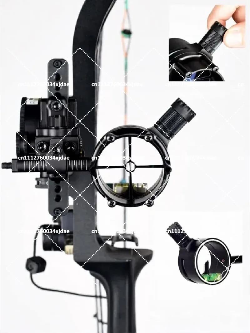 Single Needle Archery Aiming Set, 8x Lens Composite Bow Sight, Fine Adjustment Precision Archery Scope for Target Shooting